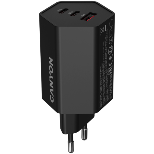 Image 1 for CANYON charger HEXAGON 65 GaN 65W 2xPD 1xQC EU Black