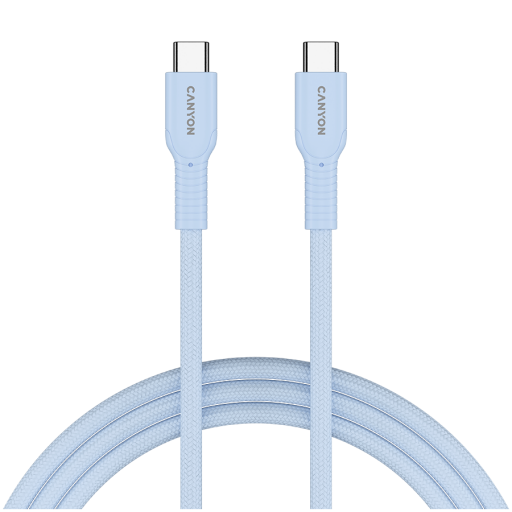 Image 1 for CANYON cable OnWire 60CL C-C 60W COLOR Braided 1m Light Blue