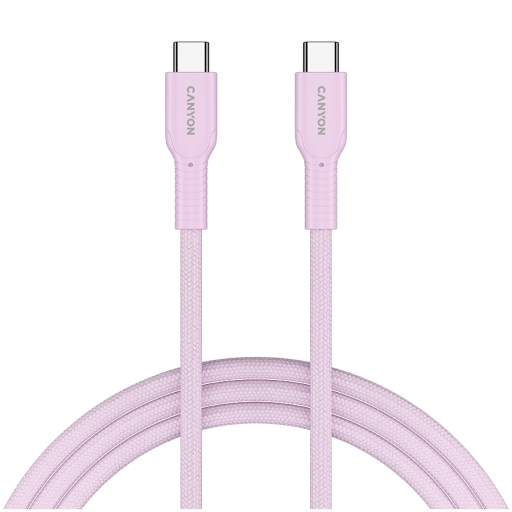 Image 1 for CANYON cable OnWire 60CL C-C 60W COLOR Braided 1m Pink