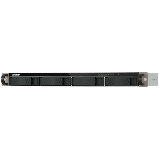 Image 1 for QNAP 4-Bay quad-core 2.0 GHz short-depth 1U rackmount NAS with 100W power supply, 4GB RAM (not expandable), SATA 6Gb/s, 2 x 2.5 GbE LAN, Container Station