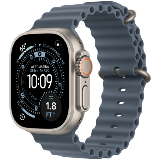 Image 1 for Apple Watch Ultra 3 GPS + Cellular 49mm Natural Titanium Case with Anchor Blue Ocean Band,Model A3281