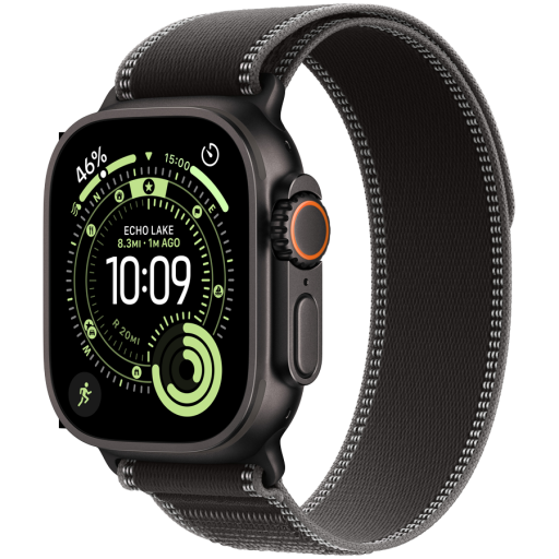 Image 1 for Apple Watch Ultra 3 GPS + Cellular 49mm Black Titanium Case with Black/Charcoal Trail Loop - M/L,Model A3281