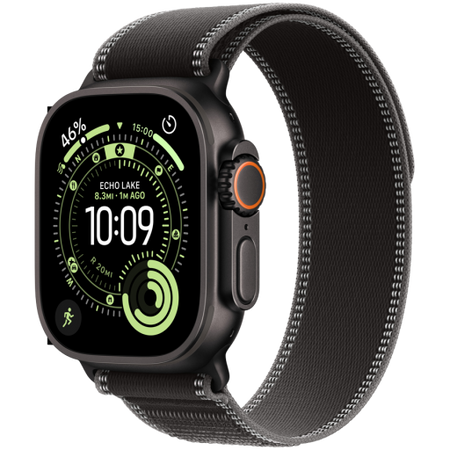Image 1 for Apple Watch Ultra 3 GPS + Cellular 49mm Black Titanium Case with Black/Charcoal Trail Loop - M/L,Model A3281