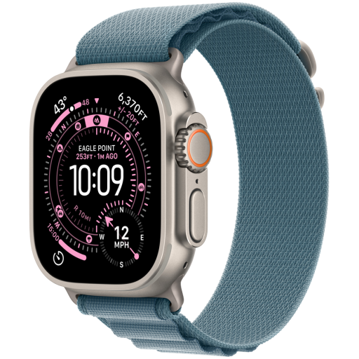 Image 1 for Apple Watch Ultra 3 GPS + Cellular 49mm Natural Titanium Case with Light Blue Alpine Loop - Medium,Model A3281