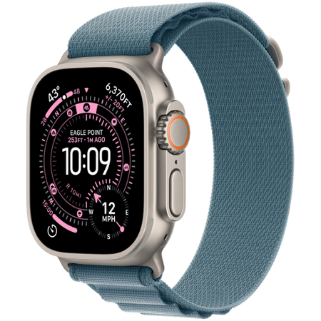 Image 1 for Apple Watch Ultra 3 GPS + Cellular 49mm Natural Titanium Case with Light Blue Alpine Loop - Medium,Model A3281
