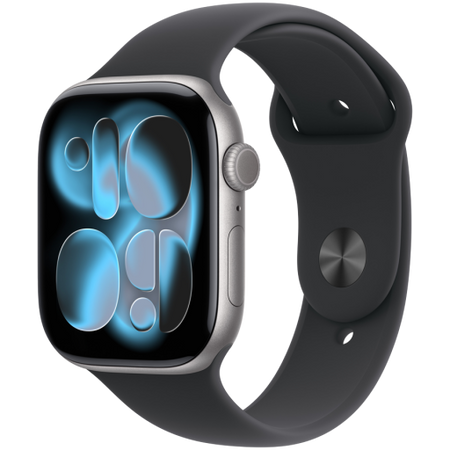 Image 1 for Apple Watch Series 11 GPS + Cellular 46mm Space Grey Aluminium Case with Black Sport Band - M/L,Model A3337