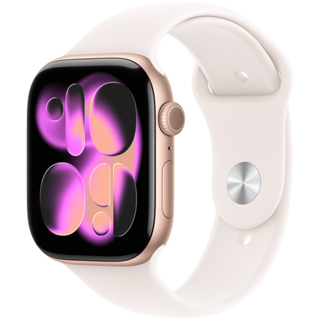 Image 1 for Apple Watch Series 11 GPS 46mm Rose Gold Aluminium Case with Light Blush Sport Band - M/L,Model A3333