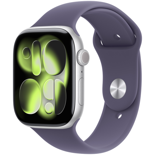 Image 1 for Apple Watch Series 11 GPS 46mm Silver Aluminium Case with Purple Fog Sport Band - M/L,Model A3333