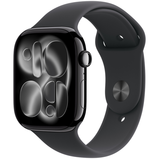 Image 1 for Apple Watch Series 11 GPS + Cellular 46mm Jet Black Aluminium Case with Black Sport Band - M/L,Model A3337