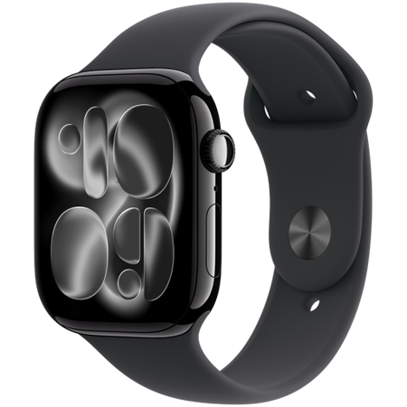 Image 1 for Apple Watch Series 11 GPS + Cellular 46mm Jet Black Aluminium Case with Black Sport Band - M/L,Model A3337