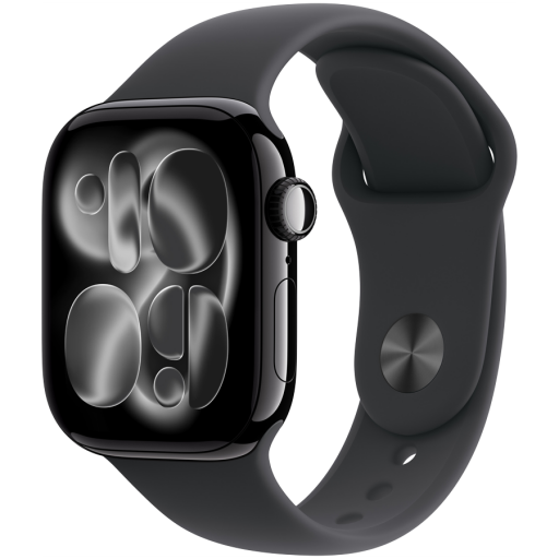 Image 1 for Apple Watch Series 11 GPS + Cellular 42mm Jet Black Aluminium Case with Black Sport Band - M/L,Model A3335