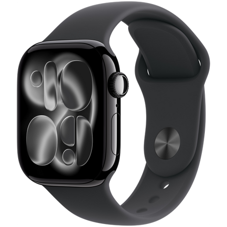 Image 1 for Apple Watch Series 11 GPS + Cellular 42mm Jet Black Aluminium Case with Black Sport Band - M/L,Model A3335