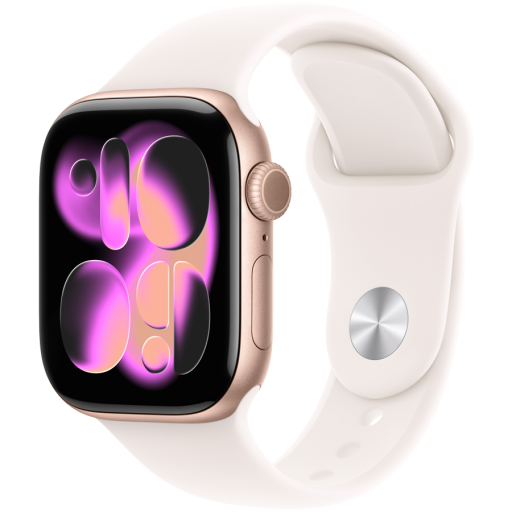 Image 1 for Apple Watch Series 11 GPS + Cellular 42mm Rose Gold Aluminium Case with Light Blush Sport Band - M/L,Model A3335