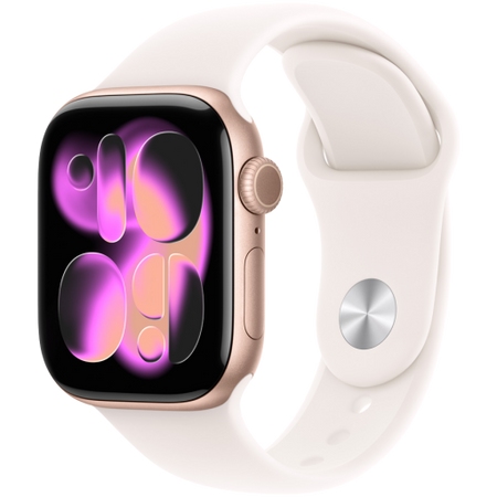 Image 1 for Apple Watch Series 11 GPS + Cellular 42mm Rose Gold Aluminium Case with Light Blush Sport Band - M/L,Model A3335