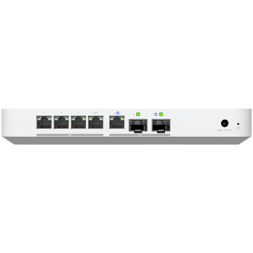Image 1 for Ubiquiti UXG-Fiber Desktop 10G independent gateway with integrated 4-port 2.5 GbE switch, 5 Gbps routing with IDS/IPS, 10G SFP+ and (1) 10 GbE RJ45 WAN port, 10G SFP+ LAN port