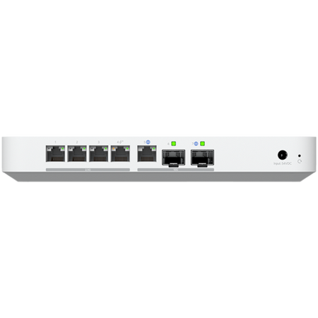 Image 1 for Ubiquiti UXG-Fiber Desktop 10G independent gateway with integrated 4-port 2.5 GbE switch, 5 Gbps routing with IDS/IPS, 10G SFP+ and (1) 10 GbE RJ45 WAN port, 10G SFP+ LAN port