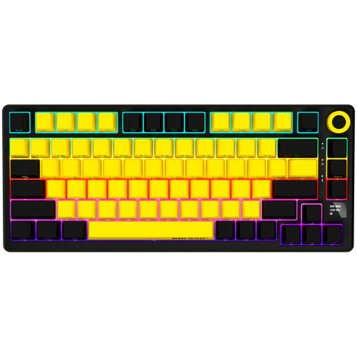 Image 1 for LORGAR KBP7075W, Wireless 75% Mechanical Gaming Keyboard Pro, Black/yellow, EN layout
