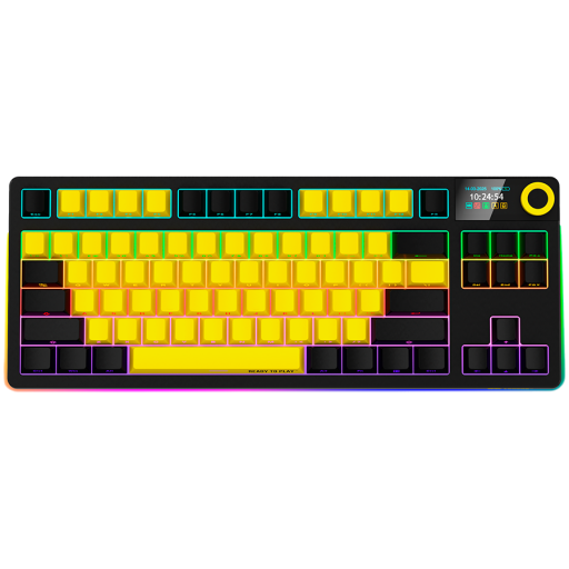 Image 1 for LORGAR KBP70TKLW, Wireless TKL Mechanical Gaming Keyboard Pro, Black/yellow, EN layout