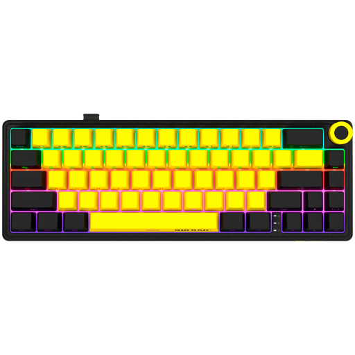 Image 1 for LORGAR KBP70MW, Wireless 65% Mechanical Gaming Keyboard Pro, Black/yellow, EN layout