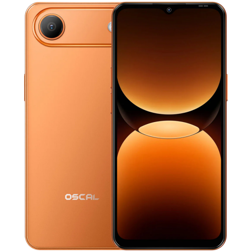 Image 1 for OSCAL Flat 3C LTE Smartphone, 6.65'' HD+ IPS 720*1612 90Hz, Quad-core T310 up to 2.0GHz, 4GB/32GB, Camera: Rear 32MP, Front 12MP, Wi‑Fi 5, BT5.0, 5000mAh Battery, Android 16, Orange