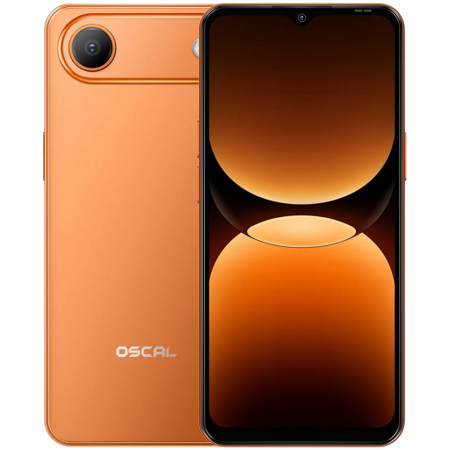 Image 1 for OSCAL Flat 3C LTE Smartphone, 6.65'' HD+ IPS 720*1612 90Hz, Quad-core T310 up to 2.0GHz, 4GB/32GB, Camera: Rear 32MP, Front 12MP, Wi‑Fi 5, BT5.0, 5000mAh Battery, Android 16, Orange