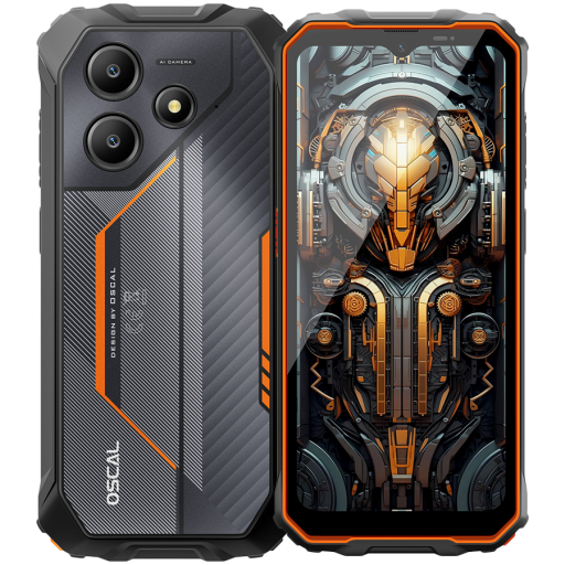 Image 1 for OSCAL Rugged smarthone Marine 2 LTE 6.56-inch HD 720x1612 90Hz Octa-core T615 up to 1.8 GHz RAM 4GB ROM 64GB Cam Rear 16MP Front 8MP 4G LTE WiFi BT Battery 11000mAh GPS+GLONASS+Beidou+Galileo & IP68/IP69K/MIL-STD-810H Android 15 Orange