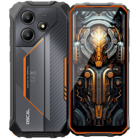 Image 1 for OSCAL Rugged smarthone Marine 2 LTE 6.56-inch HD 720x1612 90Hz Octa-core T615 up to 1.8 GHz RAM 4GB ROM 64GB Cam Rear 16MP Front 8MP 4G LTE WiFi BT Battery 11000mAh GPS+GLONASS+Beidou+Galileo & IP68/IP69K/MIL-STD-810H Android 15 Orange