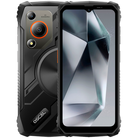 Image 1 for OSCAL Rugged smarthone Marine 1 LTE 6.56-inch HD 720x1612 90Hz Octa-core T615 up to 1.8 GHz RAM 4GB ROM 128GB Cam Rear 16MP Front 8MP 4G LTE WiFi BT Battery 5100mAh GPS+GLONASS+Beidou+Galileo & IP68/IP69K/MIL-STD-810H Android 15 Black