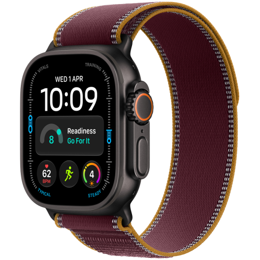 Image 1 for Apple Watch Ultra 4 GPS + Cellular 49mm Black Titanium Case with Burgundy Trail Loop - M/L, Model A3579