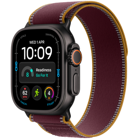 Image 1 for Apple Watch Ultra 4 GPS + Cellular 49mm Black Titanium Case with Burgundy Trail Loop - M/L, Model A3579