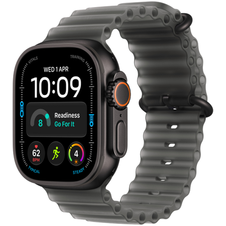 Image 1 for Apple Watch Ultra 4 GPS + Cellular 49mm Black Titanium Case with Translucent Black Ocean Band, Model A3579