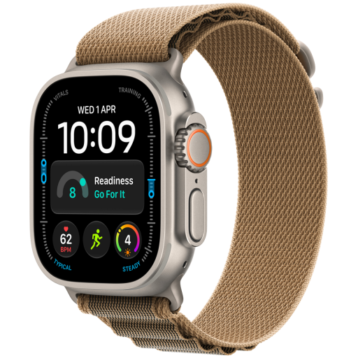 Image 1 for Apple Watch Ultra 4 GPS + Cellular 49mm Natural Titanium Case with Desert Alpine Loop - M, Model A3579