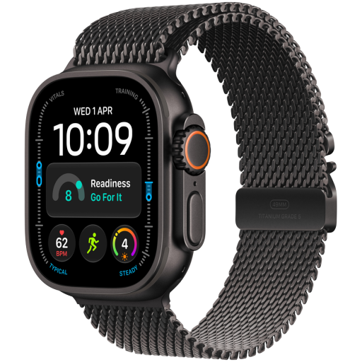 Image 1 for Apple Watch Ultra 4 GPS + Cellular 49mm Black Titanium Case with Black Titanium Milanese Loop - L, Model A3579