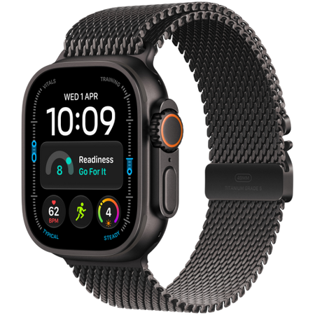 Image 1 for Apple Watch Ultra 4 GPS + Cellular 49mm Black Titanium Case with Black Titanium Milanese Loop - L, Model A3579