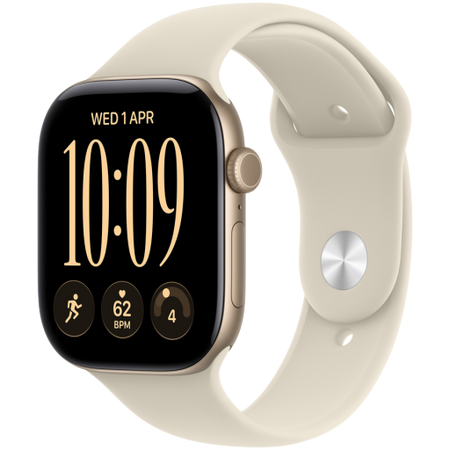 Image 1 for Apple Watch Series 12 GPS + Cellular 42mm Light Gold Aluminium Case with Sand Sport Band - S/M, Model A3582