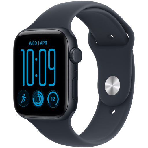 Image 1 for Apple Watch SE 3 GPS + Cellular 44mm Midnight Aluminium Case with Navy Blue Sport Band - S/M, Model A3328