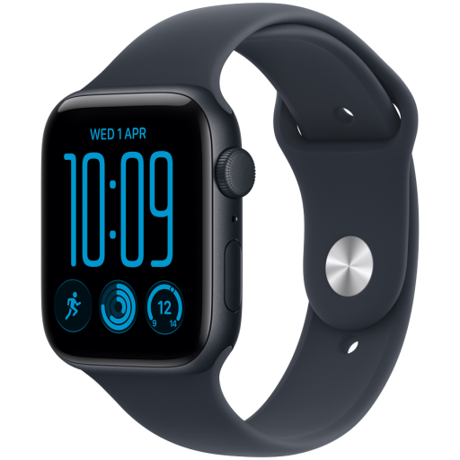 Image 1 for Apple Watch SE 3 GPS 44mm Midnight Aluminium Case with Navy Blue Sport Band - M/L, Model A3325