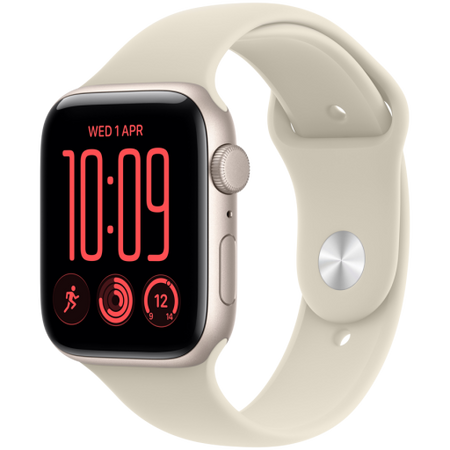 Image 1 for Apple Watch SE 3 GPS 44mm Starlight Aluminium Case with Sand Sport Band - S/M, Model A3325
