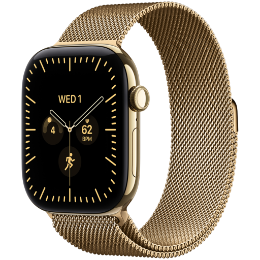 Image 1 for Apple Watch Series 12 GPS + Cellular 42mm Radiant Gold Titanium Case with Radiant Gold Milanese Loop, Model A3582