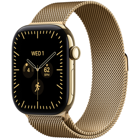 Image 1 for Apple Watch Series 12 GPS + Cellular 42mm Radiant Gold Titanium Case with Radiant Gold Milanese Loop, Model A3582