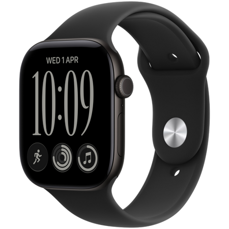 Image 1 for Apple Watch Series 12 GPS + Cellular 42mm Black Aluminium Case with Black Sport Band - S/M, Model A3582