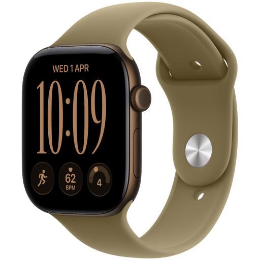 Image 1 for Apple Watch Series 12 GPS 42mm Dark Bronze Aluminium Case with Olive Sport Band - S/M, Model A3581