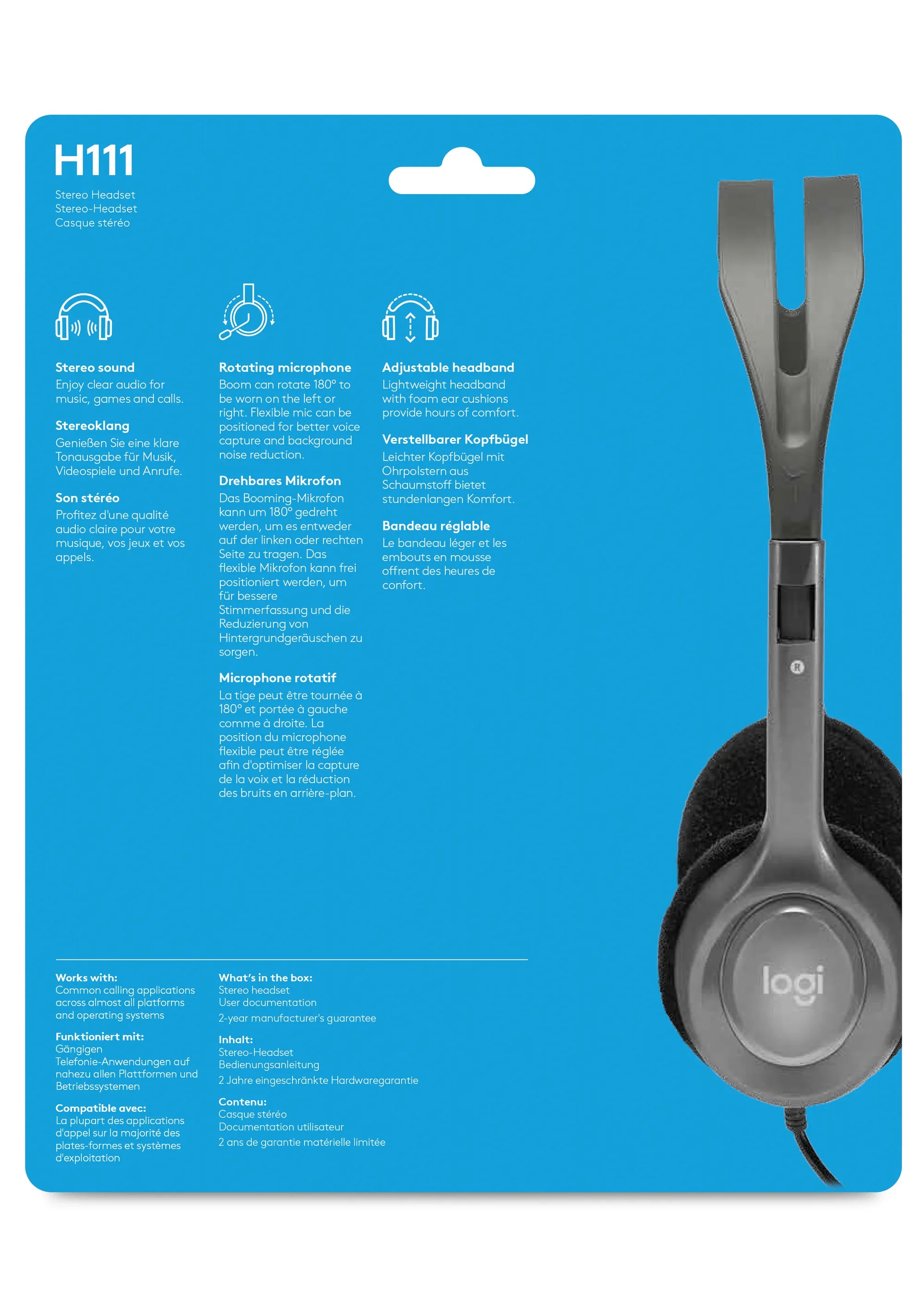 Image 9 for Logitech H111 Stereo Headset with Noise-Cancelling Mic