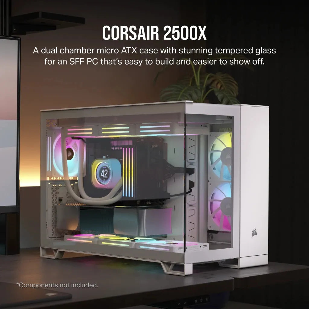 Image 4 for Corsair iCUE 2500X Micro ATX Dual Chamber PC Case - White