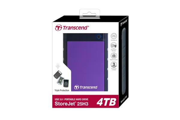 Image 6 for Transcend StoreJet 25H3 4TB Portable External Hard Drive - Purple
