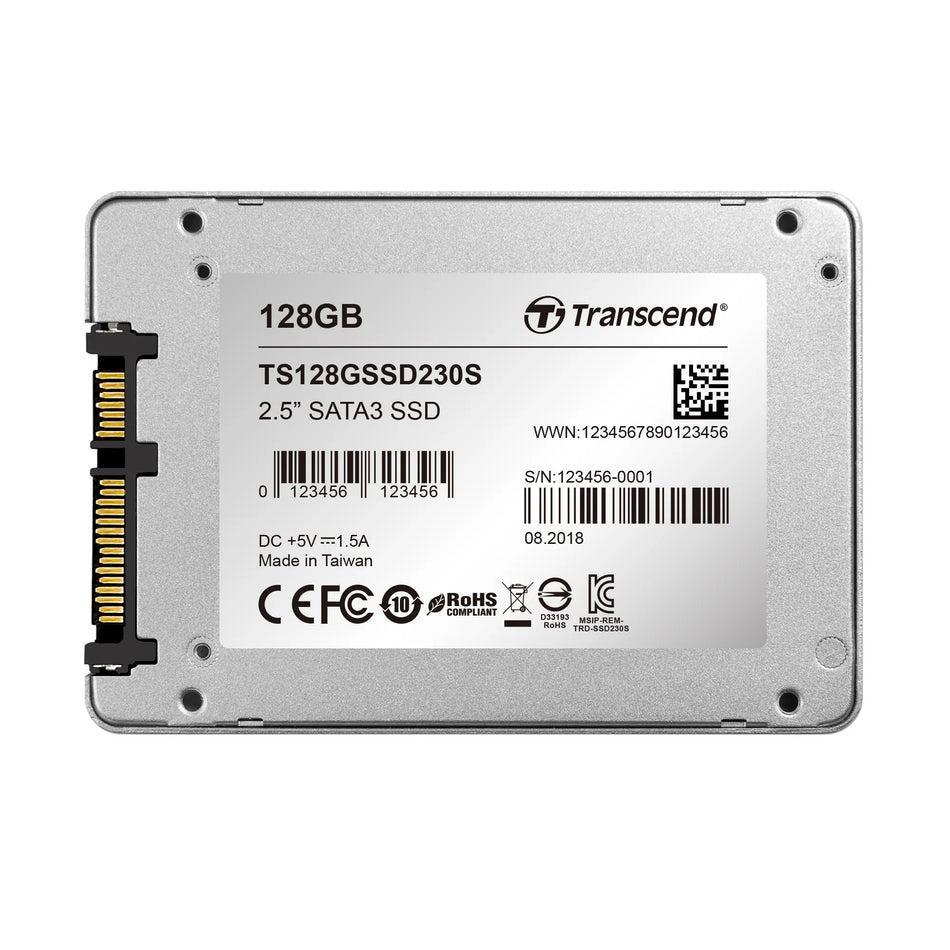 Image 3 for TRANSCEND 128GB SSD230 2.5 SSD DRIVE- SATA III 3D TLC with DRAM cache - 560MB/s Read 380MB/s Write - 70 TBW