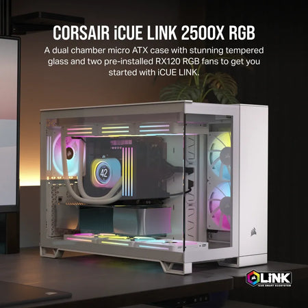 Image 6 for Corsair iCUE LINK 2500X RGB White Micro-ATX Dual Chamber PC Case