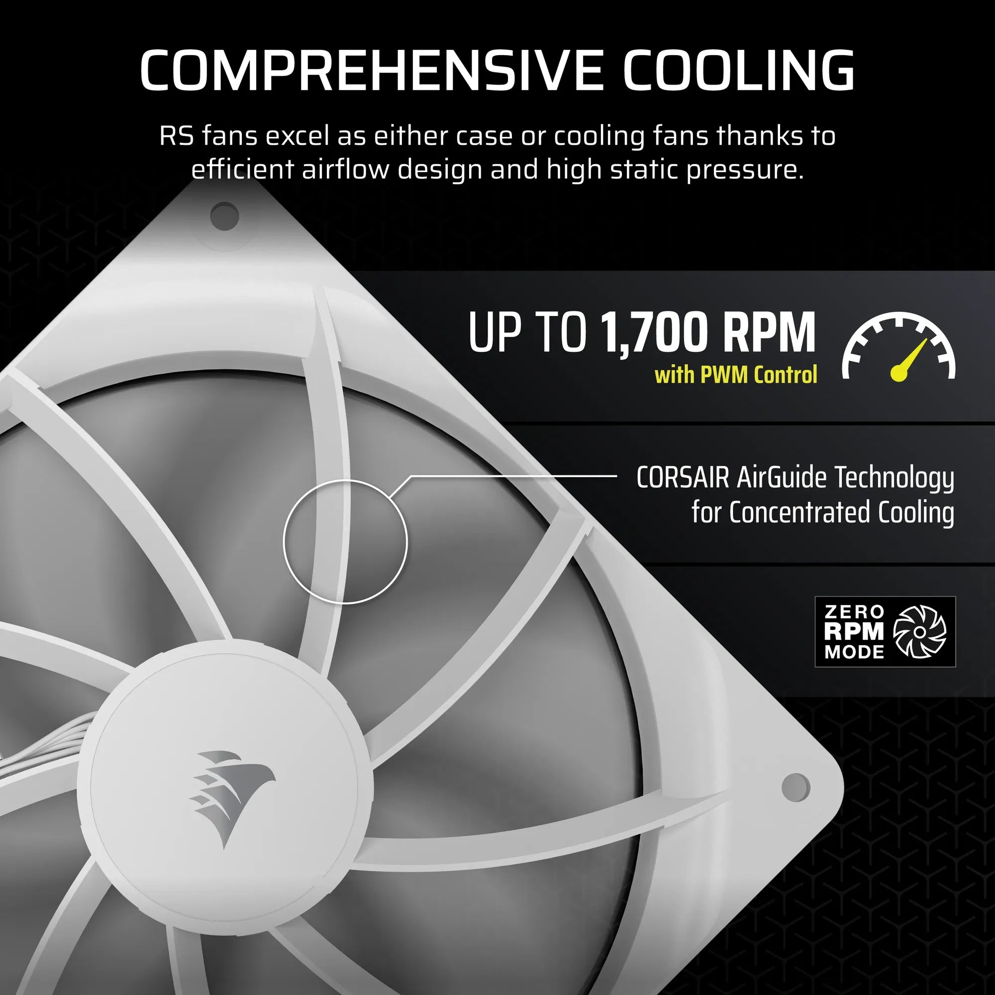 Image 1 for Corsair RS140 140mm PWM Dual Pack Case Fans - White
