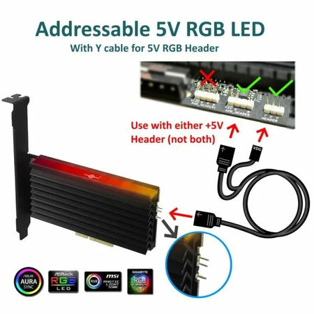 Image 4 for Vantec UGT-M2PC12-RGB M.2 NVMe PCIe 4.0 x4 SSD Adapter Card with ARGB Heatsink