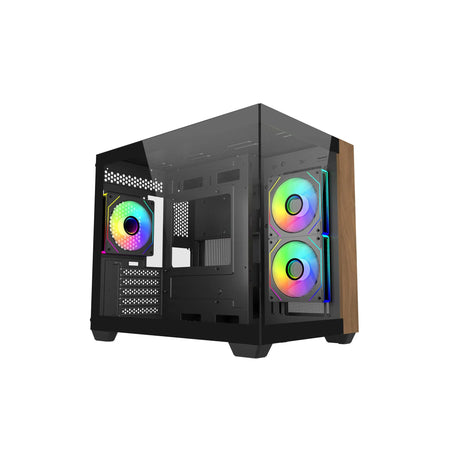 Image 2 for Cooler Master Elite 481 Wood Black mATX Tower Gaming Case